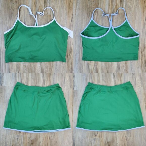 ⏭️NWT Green Athletic Cropped Sleeveless Top & Skort Set Medium - Picture 8 of 12